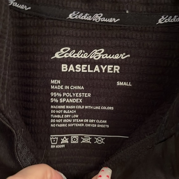 Eddie Bauer brand size S pullover 1/4 zip base layer stripe grid fleece- NWT - Picture 3 of 5